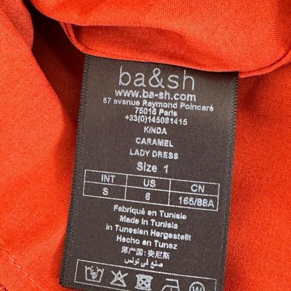 Ba&sh Robe Kinda Button Front Shirt Dress Orange Stripe Midi Dress NWT Small - Picture 6 of 10